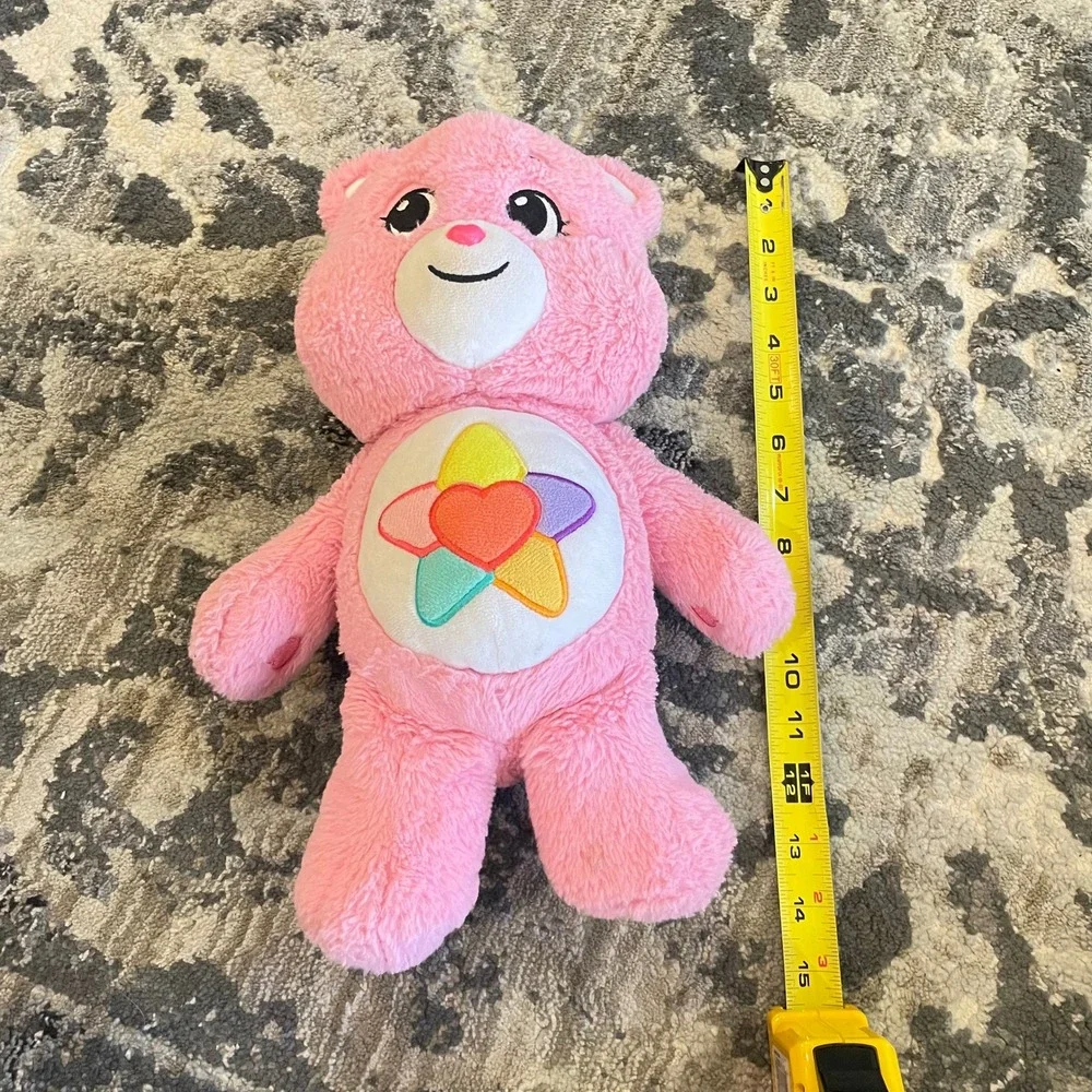 Care Bears Togetherness Bear Plush Rainbow Tie Dye Flower Belly Badge - Size 14